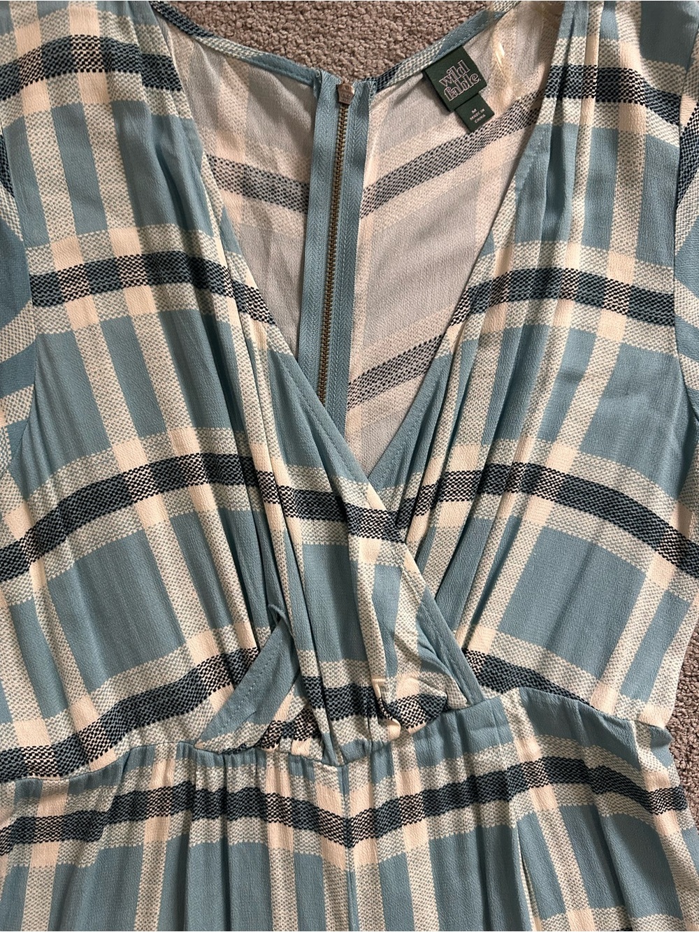 Wild Fable Blue Plaid Wide Leg Jumpsuit Medium Boho Cottagecore - Picture 9 of 9
